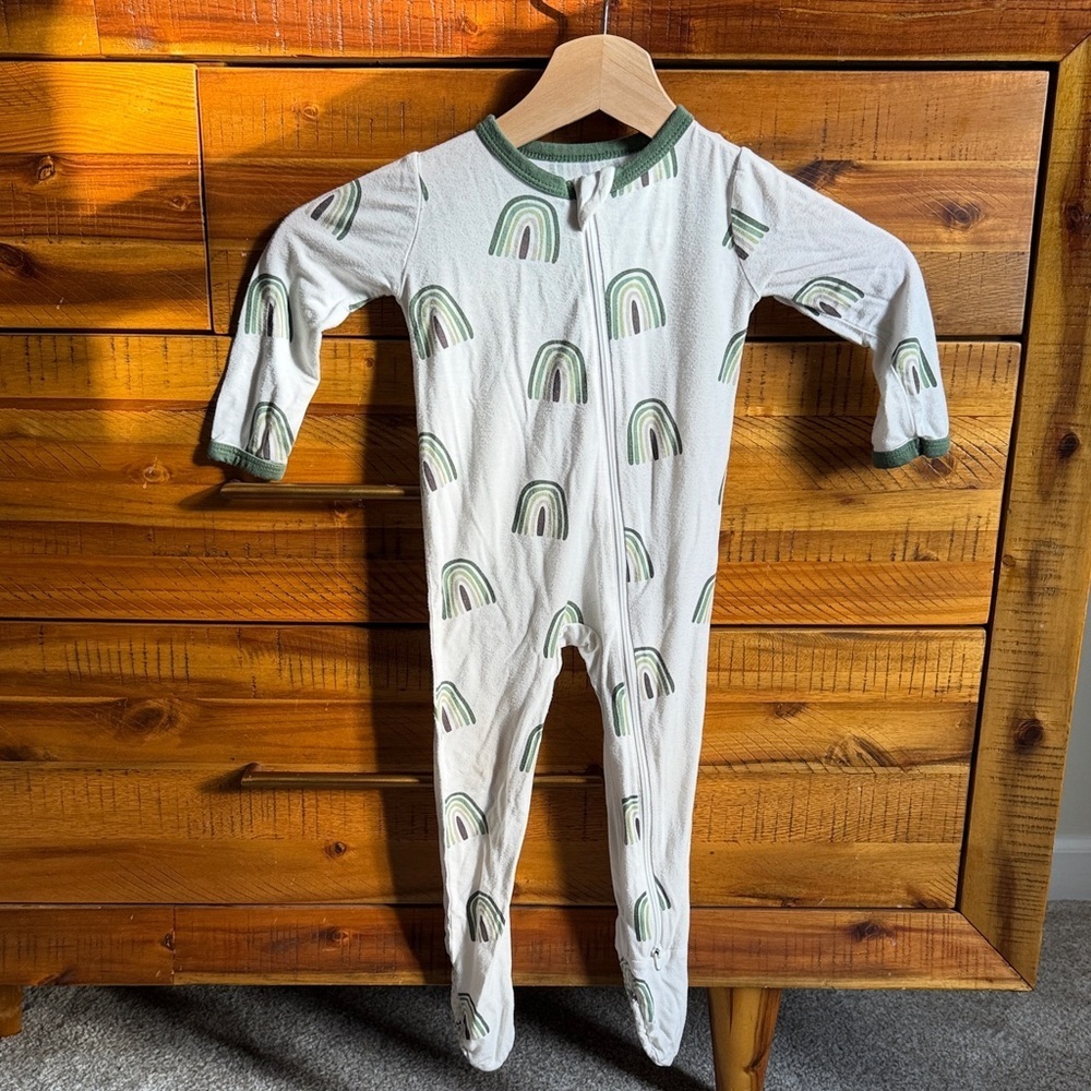 Kyte Baby Green and White Rainbow Kids One Piece